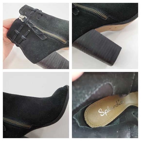Splendid Rihana Peep Toe Suede Bootie 5.5 Black‎ Ti - Picture 7 of 8